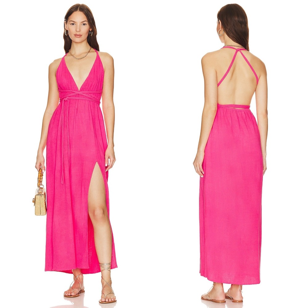 Revolve Sundress Sybille Dress in Cotton Gauze In Pink Size Small Beach Travel
